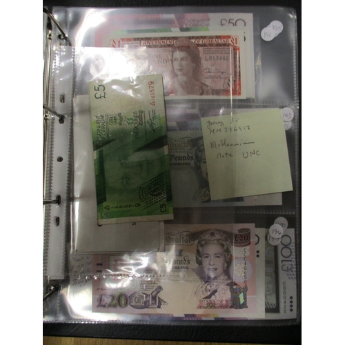 168 - Collection of various £100, £50, £20, £10, £5 and £1 issues in album, generally extremely fine to un... 