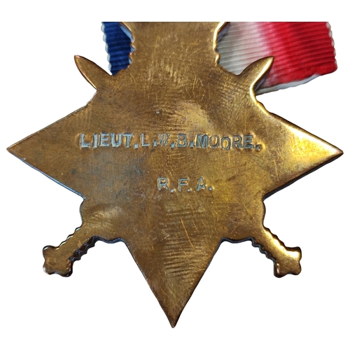27 - WW1 range with:
1. Trio with 1914-15 Star to Lieut. L.W.B. Moore. R.F.A., BWM and Victory Medal to L... 