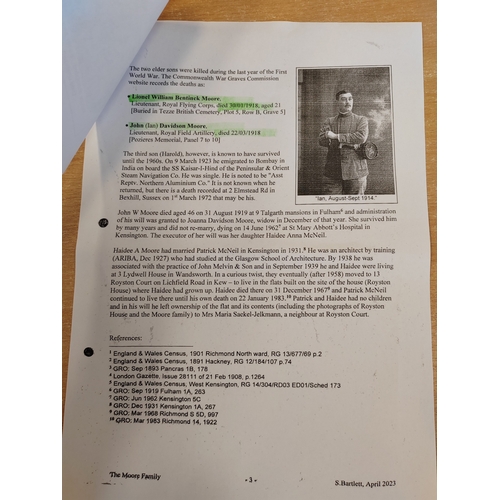 27 - WW1 range with:
1. Trio with 1914-15 Star to Lieut. L.W.B. Moore. R.F.A., BWM and Victory Medal to L... 