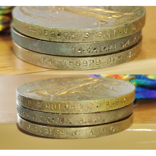 28 - WWI Army Service Corps range includes:
1. Victory Medal with oak leaf to M2-052405 S. Sjt. J.D.G Hut... 