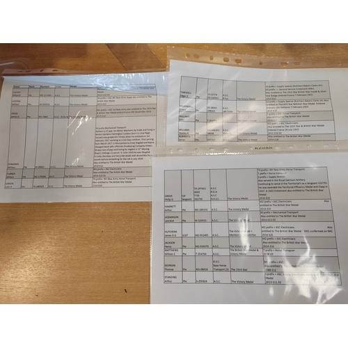 28 - WWI Army Service Corps range includes:
1. Victory Medal with oak leaf to M2-052405 S. Sjt. J.D.G Hut... 