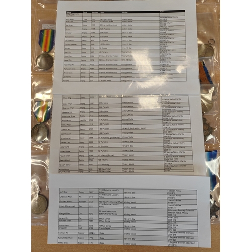 31 - WWI India regiments range with 1914-15 Stars (14), Victory Medal (34), with ranks ranging from Sepoy... 