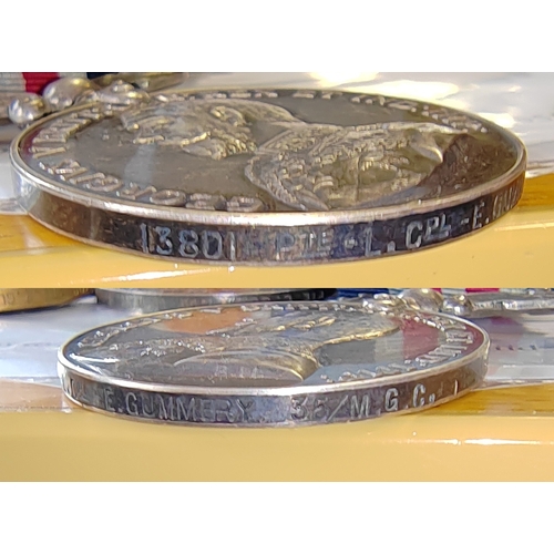 33 - WW1 Military Medal to 13801 Pte - L. Cpl - E. Gummery. 35-M.G.C., BWM & Victory Medal with Oak Leaf ... 