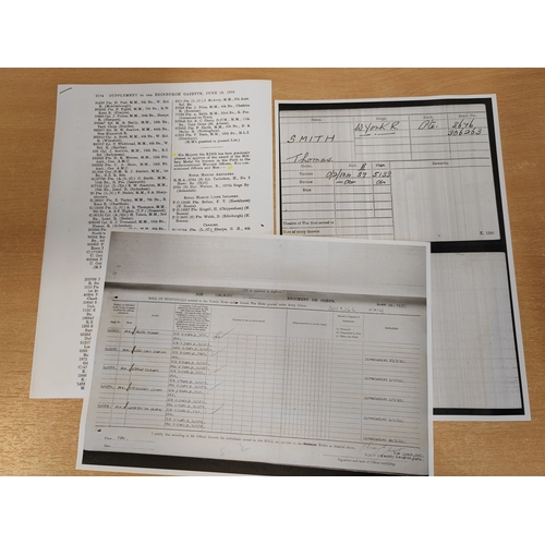 34 - WW1 Military Medal to 306263 Pte T.Smith. 10/W. York. R., BWM and Victory Medal to 3676 Pte T.Smith.... 