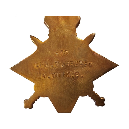 35 - WW1 trio to 918 Cpl. T. Bruce. W. York. R., generally very fine, Thomas Gladstone Bruce also served ... 