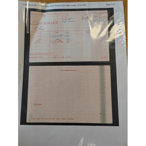 36 - WWI trio to 6DN - 4238 Sjt. E.W. Spencer. 6-DNS. and LSGC to D-21008 Sjt: E.W. Spencer. 6/DNS: mixed... 
