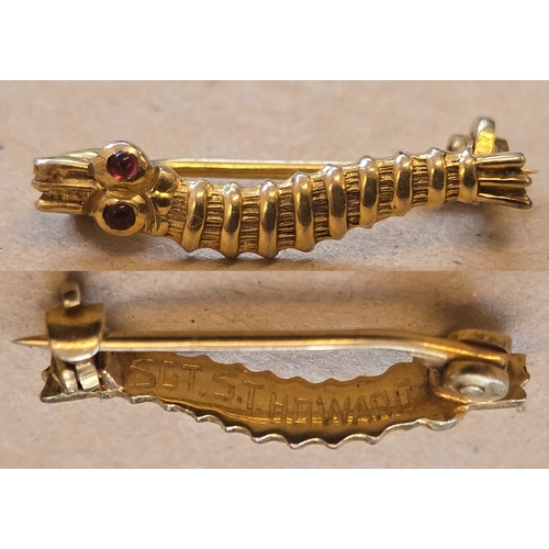 40 - Howard Family group:
1. Caterpillar Club badge, in gold with Ruby eyes, extremely fine, engraved to ... 