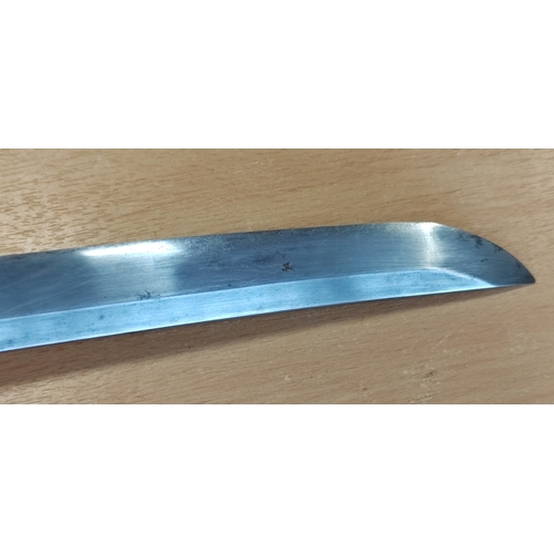 49 - Edged weapon range with Japanese Katana with scabbard, some light pitting and discolouration to blad... 