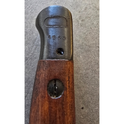 50 - Australian 1944 Mk 1 Machete Bayonet and canvas scabbard, ricasso stamped with broad arrow, grip sta... 