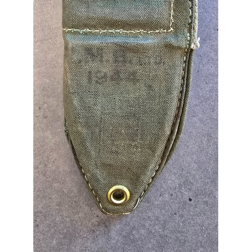 50 - Australian 1944 Mk 1 Machete Bayonet and canvas scabbard, ricasso stamped with broad arrow, grip sta... 