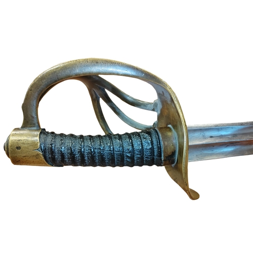 51 - French First Empire AN.XIII heavy cavalry troopers sword with metal scabbard, light marks and pittin... 