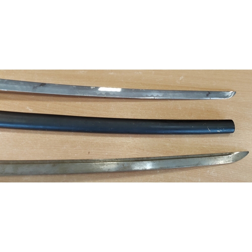 54 - Pair of Katana's, first Katana groove to blade, light pitting and rust, heavy pitting to tsuba and f... 