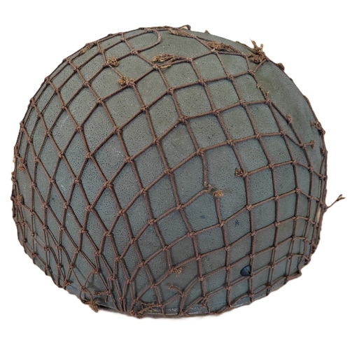 55 - Original British Airborne MK2 leather chinstrap helmet by BMB and dated 1943, size 7, some tears to ... 