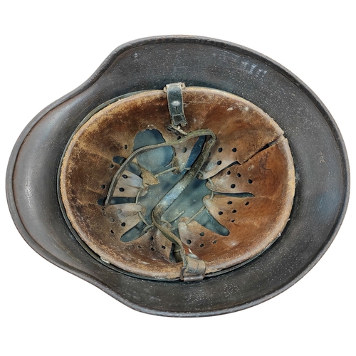 56 - WW2 German Army M-35 Pattern double decal steel combat helmet, complete with lining and strap, origi... 