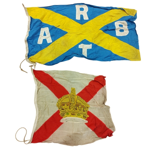 57 - Collection of Naval flags 3 yards to smaller, includes French flag, Brazil flag, Italy Flag, Red Ens... 