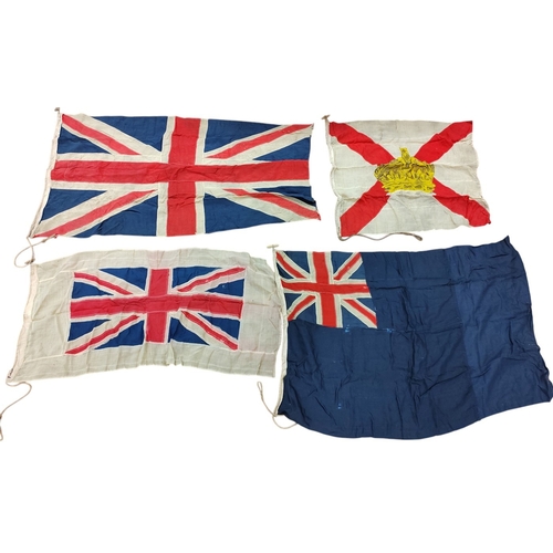 58 - Collection of naval flags, including 4 yard Union Jack (4yd Jack marked to edge of flag), 3 yard ens... 
