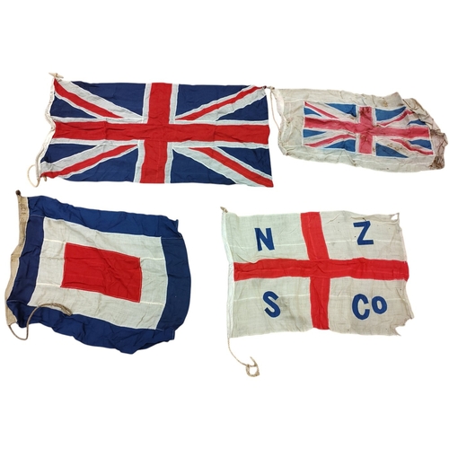 58 - Collection of naval flags, including 4 yard Union Jack (4yd Jack marked to edge of flag), 3 yard ens... 