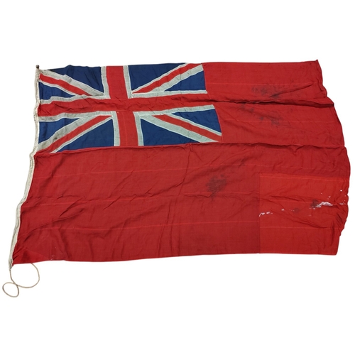 58 - Collection of naval flags, including 4 yard Union Jack (4yd Jack marked to edge of flag), 3 yard ens... 