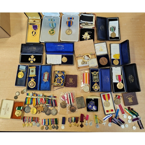 59 - Collection with various medals ranging from WWI to present, mostly British and USA, plus accumulatio... 