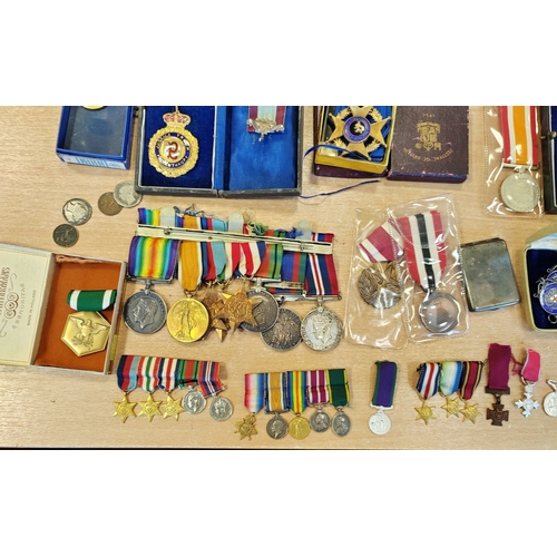 59 - Collection with various medals ranging from WWI to present, mostly British and USA, plus accumulatio... 