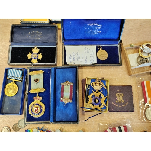 59 - Collection with various medals ranging from WWI to present, mostly British and USA, plus accumulatio... 