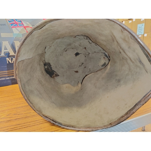 67 - Medieval Great Helm, composed of riveted plates stepped at the front to form a vision slit and circu... 