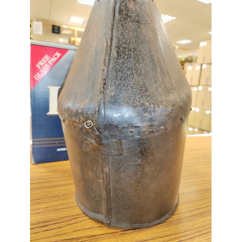 67 - Medieval Great Helm, composed of riveted plates stepped at the front to form a vision slit and circu... 