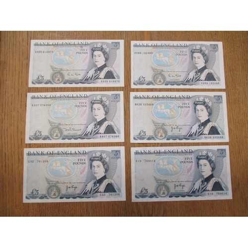 99 - Collection of £5 with O'Brien 1957 B40, Hollom 1963 C49, E46, E73, E84, Page 1971 E10, E32, 1973 BR2... 