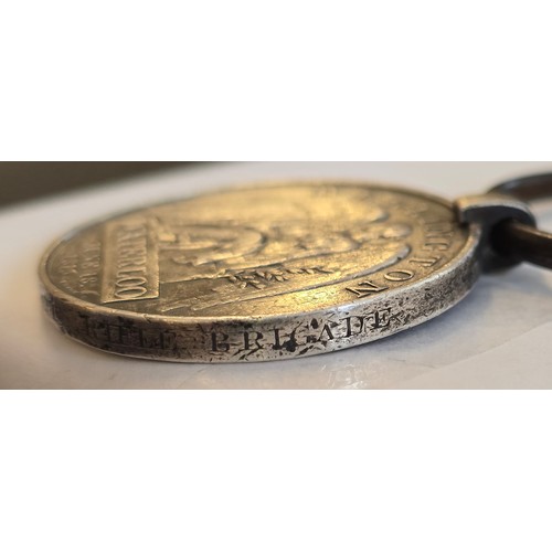 10 - 1815 Waterloo Medal to Allan Stewart 1st Lieut  1st Battn Rifle. Brigade., marks to field and minor ... 