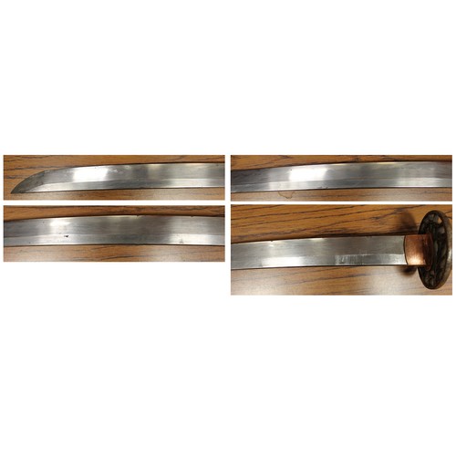 49 - Edged weapon range with Japanese Katana with scabbard, some light pitting and discolouration to blad... 