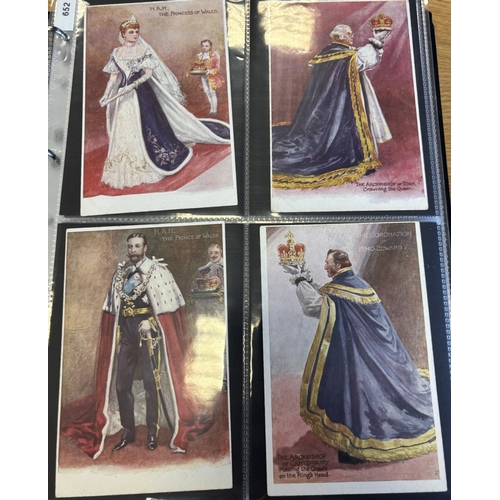 109 - Royalty. Misc. coln. of ptd, R.P's and artist drawn cards in one modern slipcase album, incl. palace... 