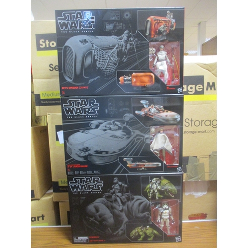 190 - Star Wars. Hasbro. The Black Series range, generally mint in near mint boxes, with Dewback, Luke Sky... 