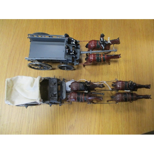 228 - Unboxed collection including horse drawn wagons, royal engineer pontoon, horse mounted band, assorte... 