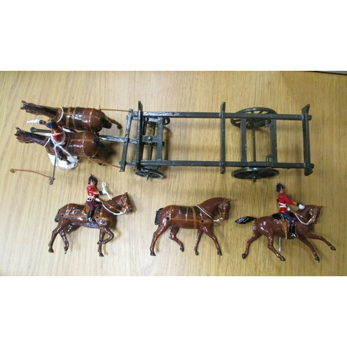 228 - Unboxed collection including horse drawn wagons, royal engineer pontoon, horse mounted band, assorte... 