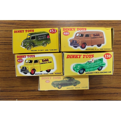 349 - Dinky. Collection including Jaguar Coupe No 157, Jaguar No 238,  Bedford 