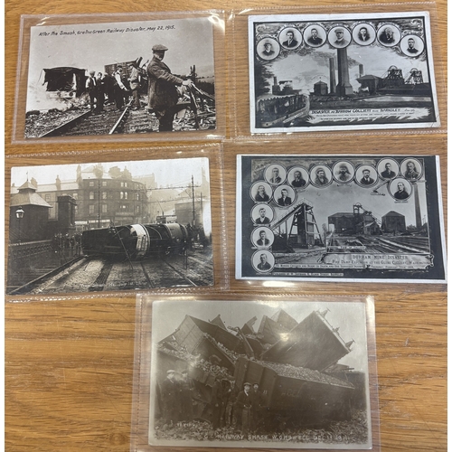 96 - Disasters. Coln. of ptd. and R.P's loose in plastic sleeves, incl. tram crash Halifax July 1st 1908,... 