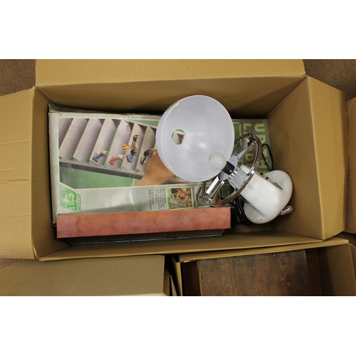 117 - Collection including OO gauge unboxed coaches, track, etc, diecast in frame, soldiers, toys, Mamod, ... 