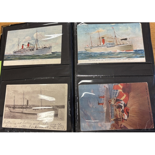 125 - Shipping. Coln. in 12 albums of vintage and modern cards with ptd, R.P's and artist drawn, incl. All... 