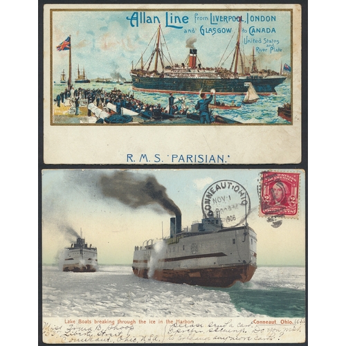 125 - Shipping. Coln. in 12 albums of vintage and modern cards with ptd, R.P's and artist drawn, incl. All... 