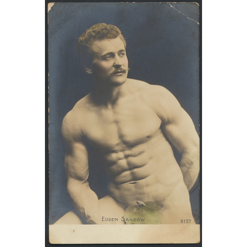 128 - Strongmen. Coln. of loose vintage cards depicting strongmen individual portraits in various poses, i... 