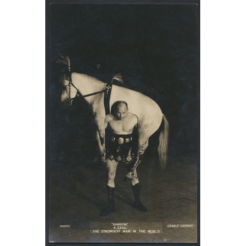 128 - Strongmen. Coln. of loose vintage cards depicting strongmen individual portraits in various poses, i... 