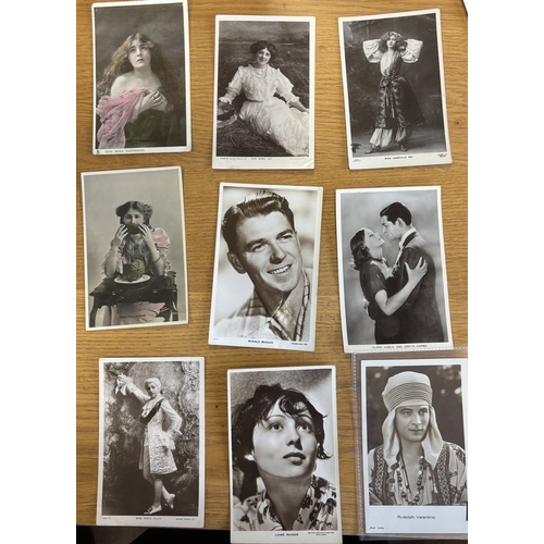 130 - Theatrical. Coln. of vintage cards with theatres and actors/actresses, incl. stage actors and film s... 