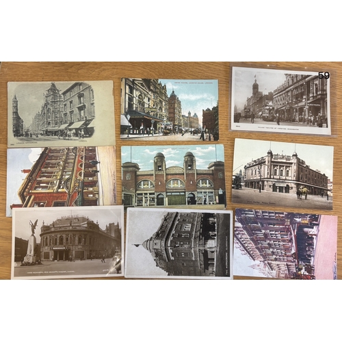 130 - Theatrical. Coln. of vintage cards with theatres and actors/actresses, incl. stage actors and film s... 