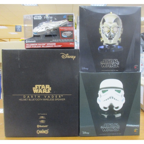 152 - Star Wars. Range of Bluetooth speakers, generally near mint to mint in excellent to near mint boxes,... 