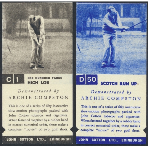 33 - Cotton. Complete set in plastic sleeves with 1937 Golf Strokes C/D, generally good. Cat. £800. (L)