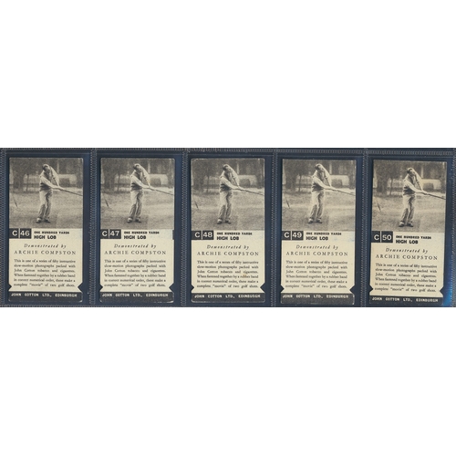 33 - Cotton. Complete set in plastic sleeves with 1937 Golf Strokes C/D, generally good. Cat. £800. (L)