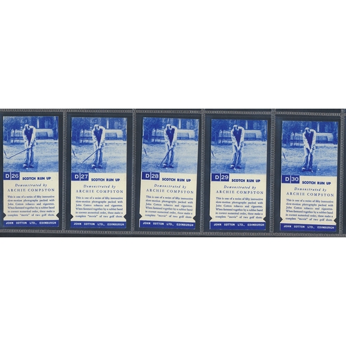 33 - Cotton. Complete set in plastic sleeves with 1937 Golf Strokes C/D, generally good. Cat. £800. (L)