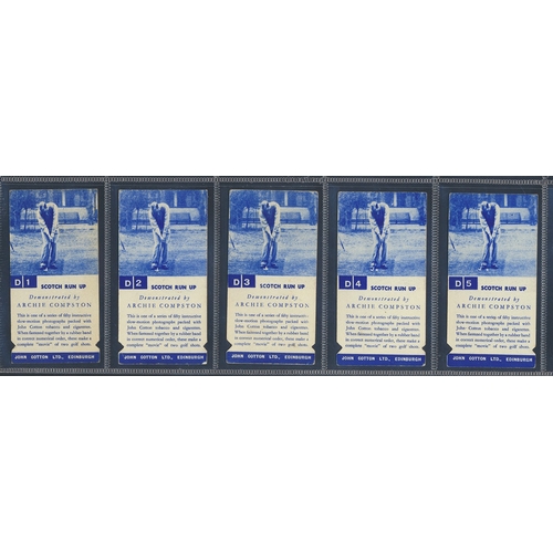 33 - Cotton. Complete set in plastic sleeves with 1937 Golf Strokes C/D, generally good. Cat. £800. (L)