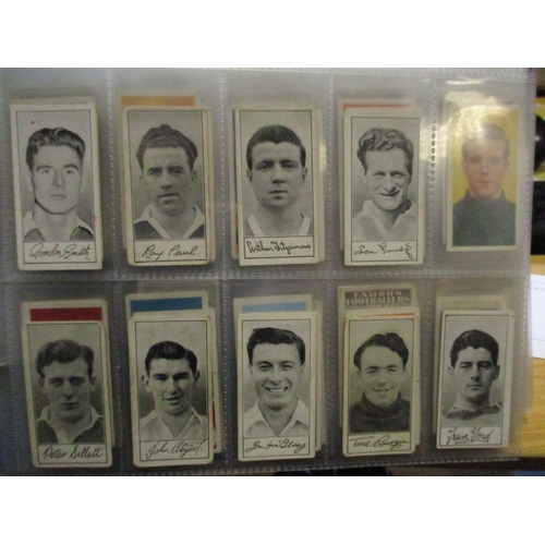 52 - Collection with mostly trade cards with some cigarette card ranges, including Barratt Famous Footbal... 