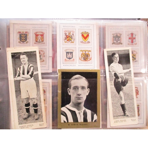52 - Collection with mostly trade cards with some cigarette card ranges, including Barratt Famous Footbal... 
